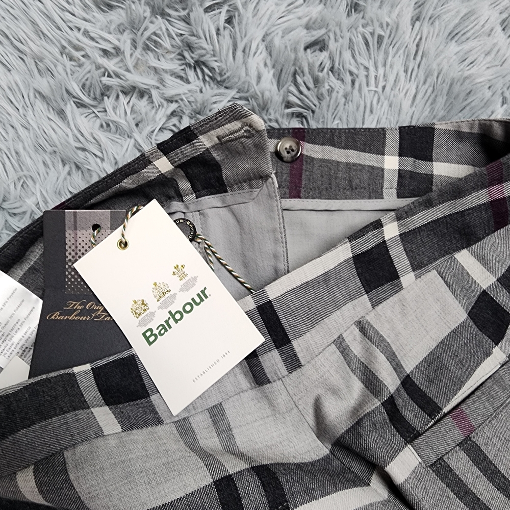 Barbour Winter Tartan Plaid Trousers in Gray and Black - Picture 9 of 9